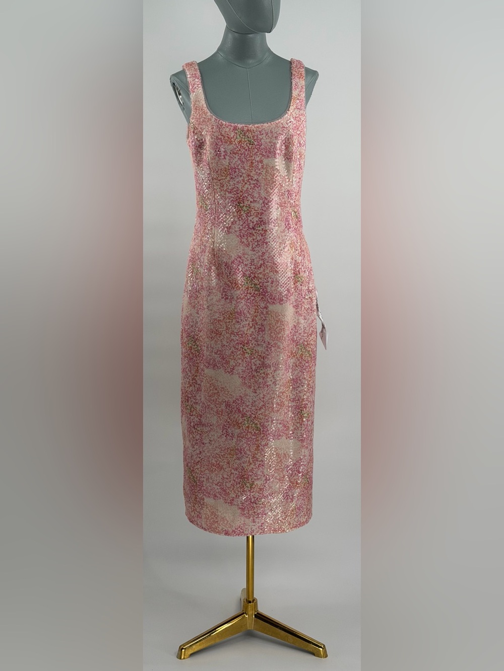 🆕 DRESS THE POPULATION 🧿 NWOT Leo Abstract Floral Sequin Dress, Fuchsia - Sz M - Picture 3 of 14